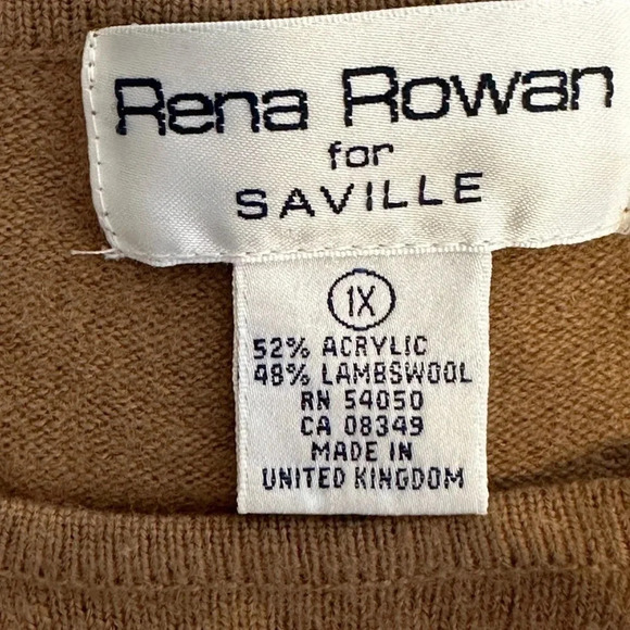 Rena Rowan for Saville Vntg Camel Short Sleeve Sweater Top lambswool blend Sz 1x - Picture 3 of 8